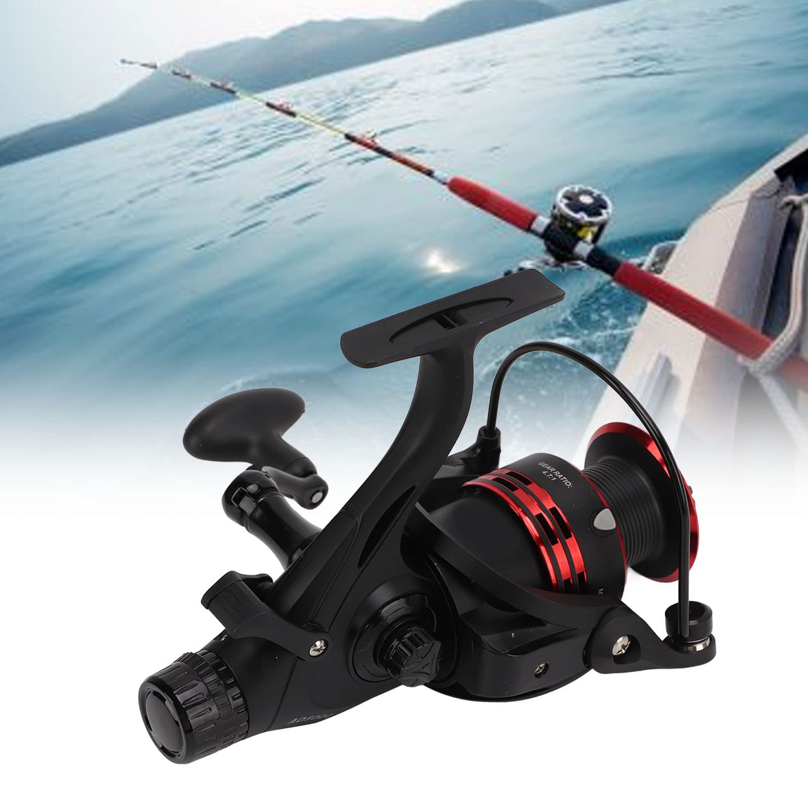 Copa de Alambre de Metal de Carrete Giratorios Camba de Pesca de Arrastre Dual 9 + 1BB 4.7: 1 Relación de Velocidad para Pesca de Carpa, Aleación de Aluminio Resistente + Nylon
