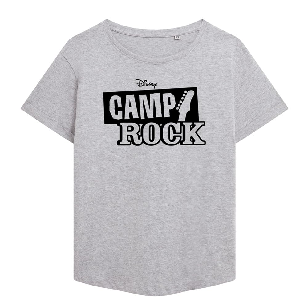 Disney Women's Light Grey Camp Rock Mono Logo Fashion T-Shirt, Athletic Heather In | Size: Medium