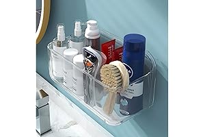 Acrylic Adhesive Wall Mounted Storage, Small Cabinet Door Organizer Without Drilling, Automatic Draining Sink Caddy