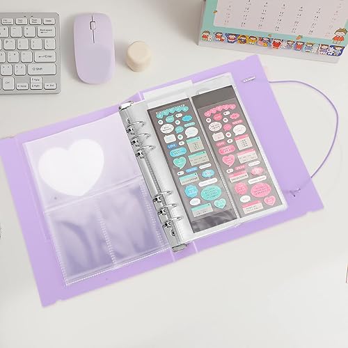 Miniatura 9 de EXCEART Bookshelf Photo Albums Plastic Cover Photo Album 20 Sheets A5 Three-inch Four-Frame Inner Pages Book Picture Album