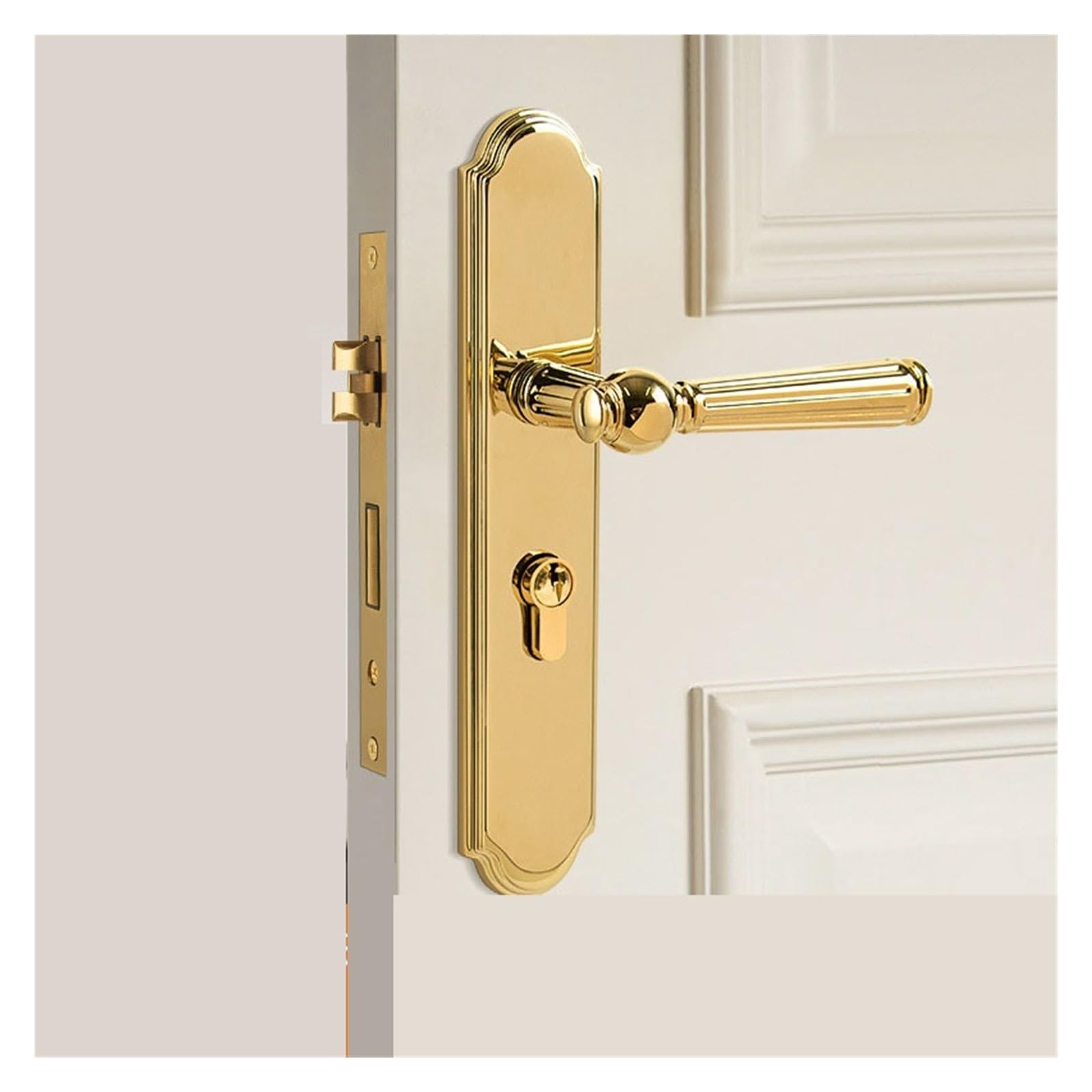 Serrure en laiton pur Golden Light avec poignée en bois de luxe