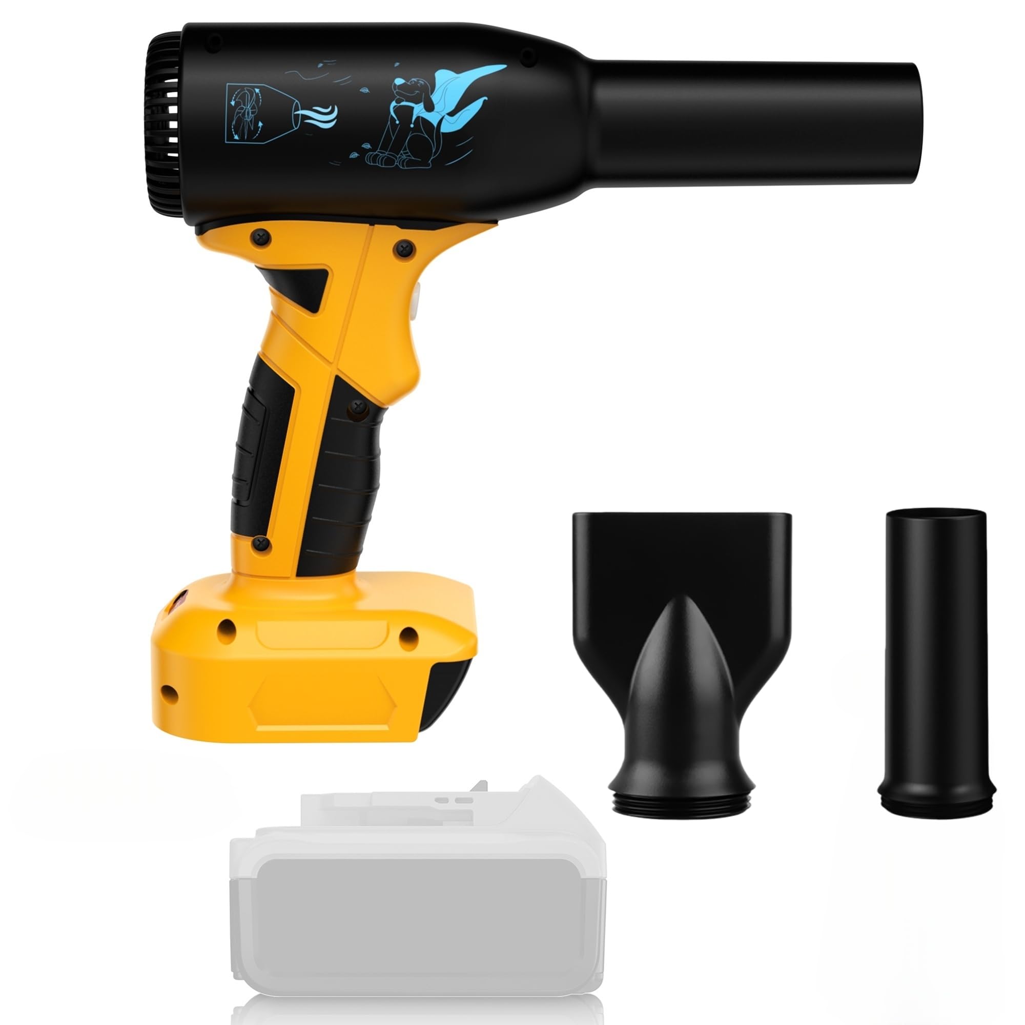 EID 500W Jet Dry Gebläse kompatibel mit Dewalt 20V MAX Akku, 400G Winddruck, 3 Geschwindigkeitsstufen, Akku Druckluftstauber für Auto, PC, Tastatur Reinigung & Trocknung