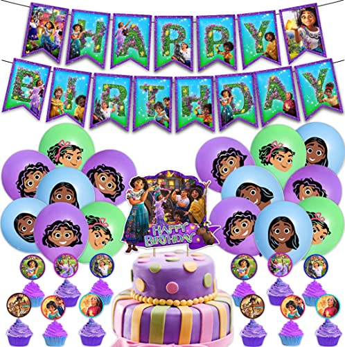 Magic Movie Birthday Party Supplies, Magic movie Birthday Party Decorations Includes Happy Birthday Banner, Balloons, Cake Toppers and Cupcake Toppers for Kids Gift Birthday Party Favors