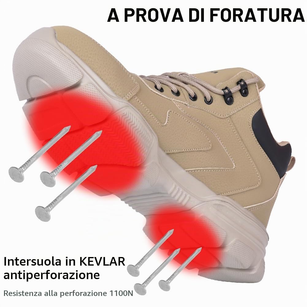 OFFCUP Scarpe Antinfortunistiche Uomo Donna, Sicurezza Scarpe da Lavoro, Pelle Sportive Sicurezza Scarpe con Punta in Acciaio Invernali Scarpe Protettive Industriali Antiscivolo Impermeabili