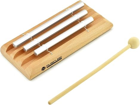 Meditation Chime with 3 Tone C-E-G Wooden Hand-held Chimes for Classroom Management, Yoga, Meeting and Sound Therapy, Chime Mallet Included
