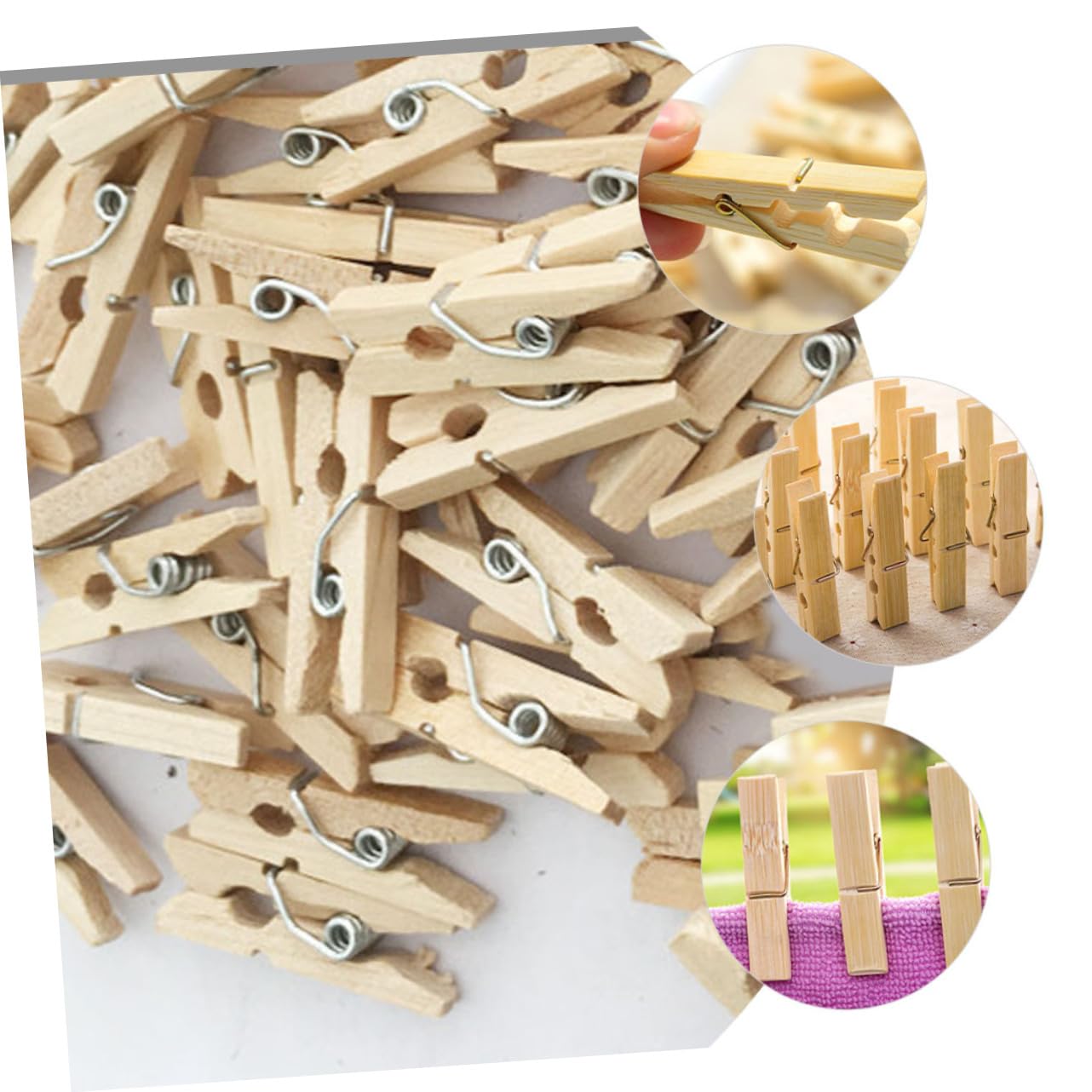 Mollettine in Legno Beige 100 Pezzi, Clip per Bucato | Fissaggio Saldo, Profilo Liscio, Facili da Riporre e Trasportare, Formato Compatto per Uso Quotidiano
