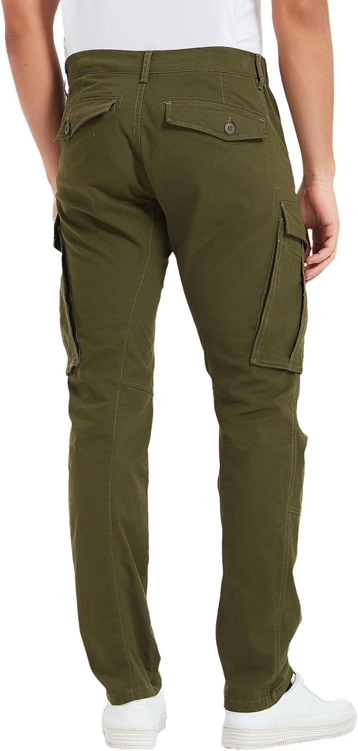 Plaid&Plain Men's Cargo Pants Slim Fit with Articulated Knees - Image 2