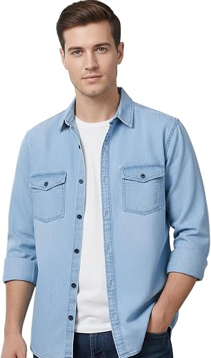 Urbano Fashion Men's Full Sleeve Regular Fit Casual Denim Shirt
