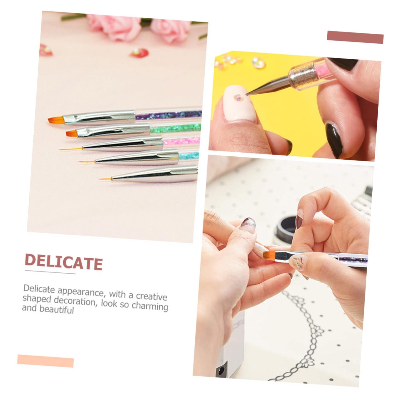 Outanaya Professional Nail Dotting Tools Double-ended Single-ended Pens for Nail Art Portable Lightweight Accessories for Home Salon Use
