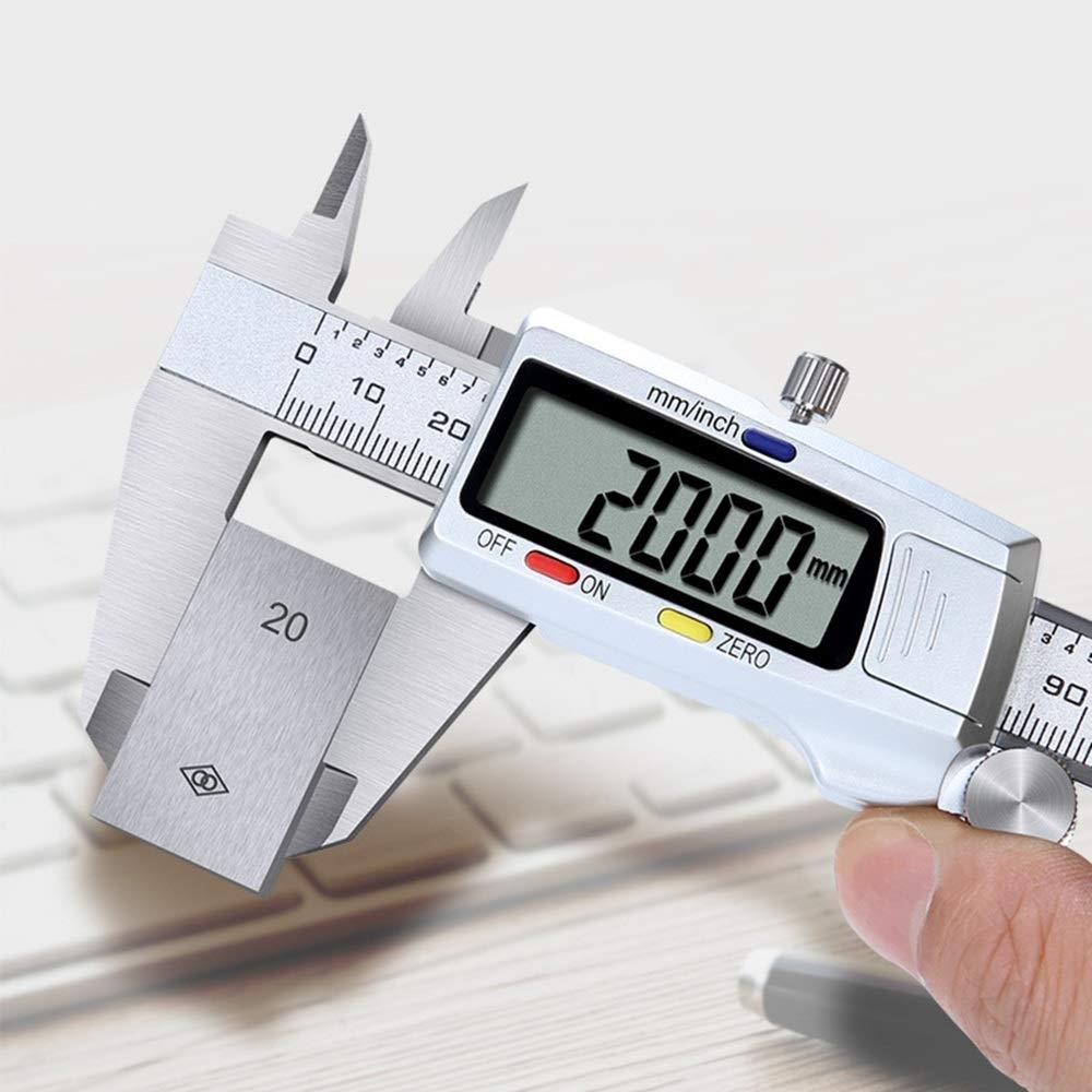 RajoNN Elektroniczny cyfrowy suwmiarka z noniuszem elektroniczny suwmiarka cyfrowa o wysokiej precyzji suwmiarka 150 mm suwmiarka ze stali nierdzewnej do użytku domowego i przemysłowego (kolor: biały