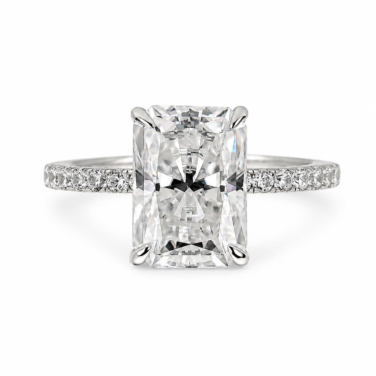 Effinny 925 Sterling Silver 3.5CT Radiant Cut Moissanite Engagement Ring