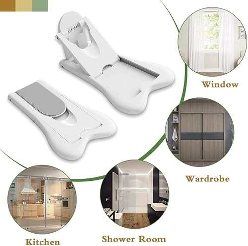 Miniatura 7 de Maveek Paquete de 4 cerraduras para puertas correderas de seguridad para niños, color blanco, a prueba de niños, para baño, patio, cocina, armarios,