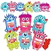 Valentine's Day Cards 3D Foldable Holographic Monster Valentine Card Set with Heart Stickers and Envelopes Gift Choice for Kids Classroom Party Favor (30 Pack)