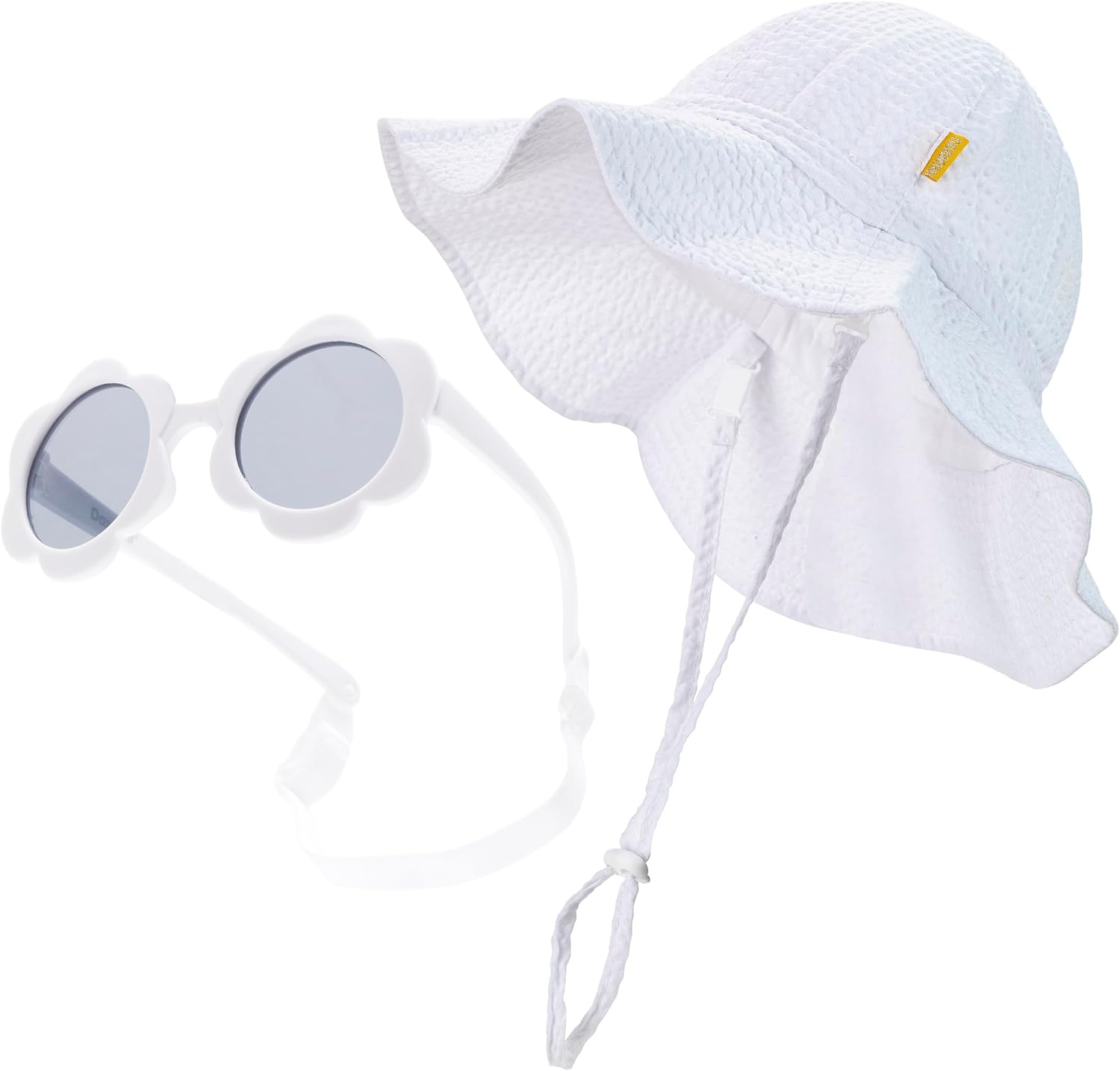 DASMINI Baby & Toddler Wide Brim Sun Hats UPF 50+ Sun Protection Bucket Cap Cute Adjustable Hat in Seersucker