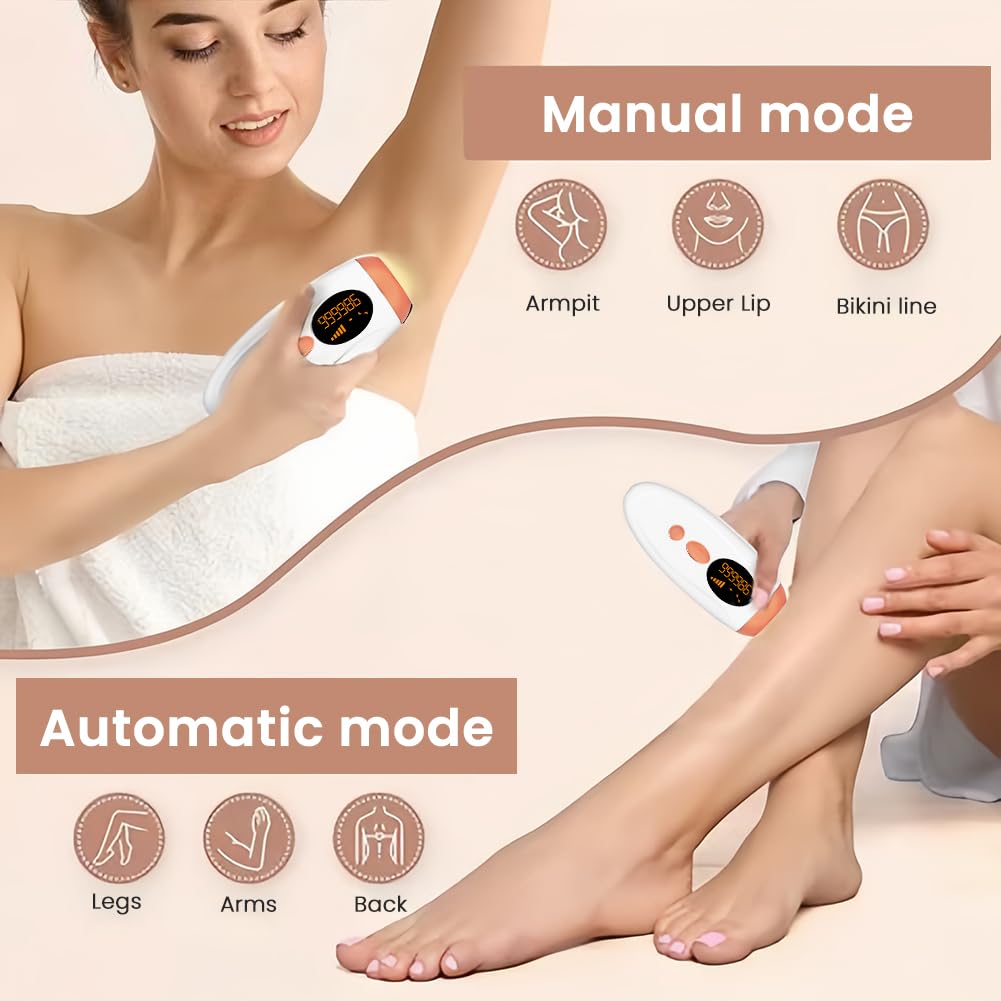 IPL Geräte Haarentfernung Laser, 999990 Lichtimpulse Laser Haarentfernung mit 5 Energiestufen, 570-1100NM Wellenlänge, für Damen/Herren, Gesich, Bikini, Körper, Beine, Achseln