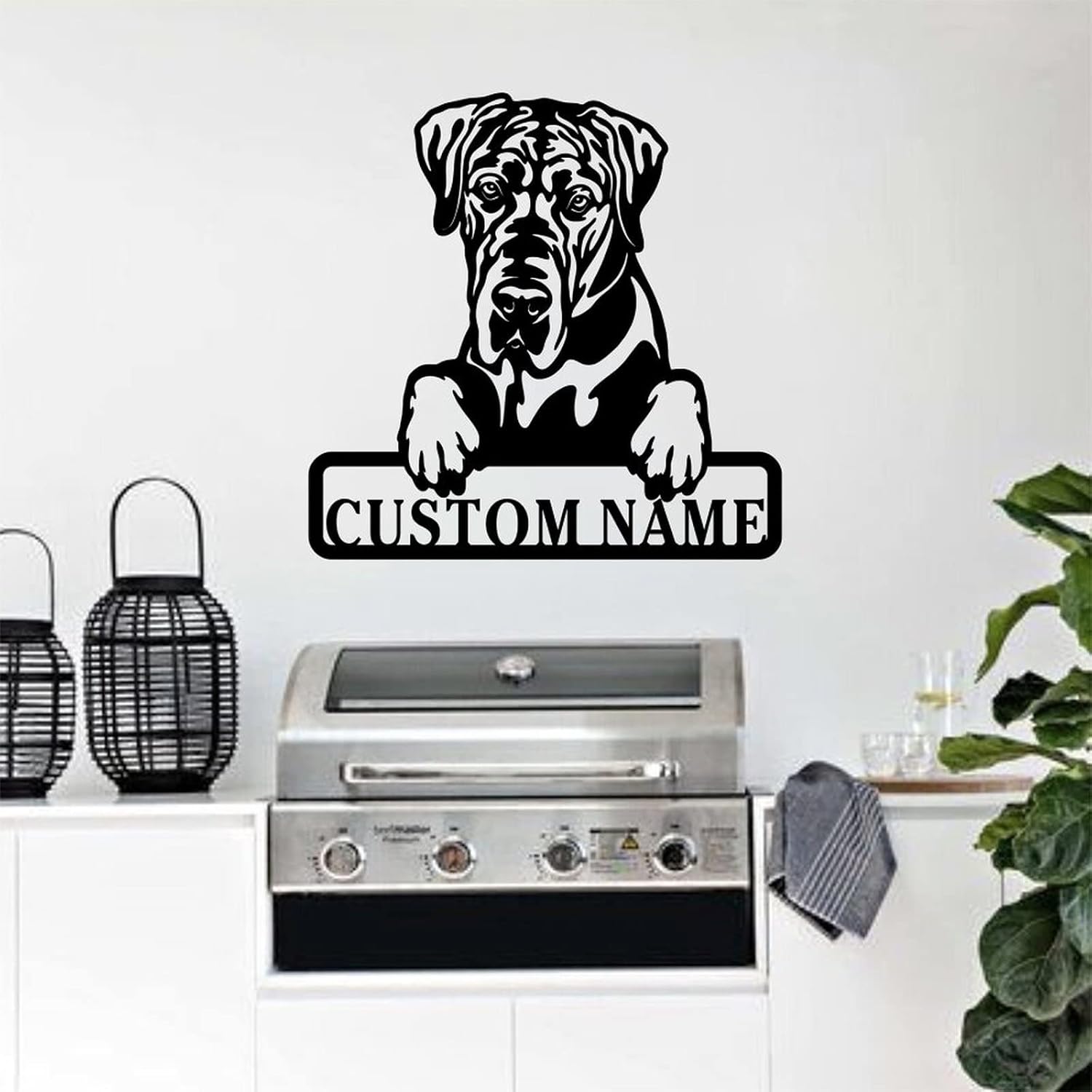 Funlucy Custom Pet Name Sign Dog Silhouette Metal Sign Puppy Metal Wall Art Dog Memorial Plaque Metal Animal Lover Sign Custom Dog Mom Gift Outdoor Home Decor 24in