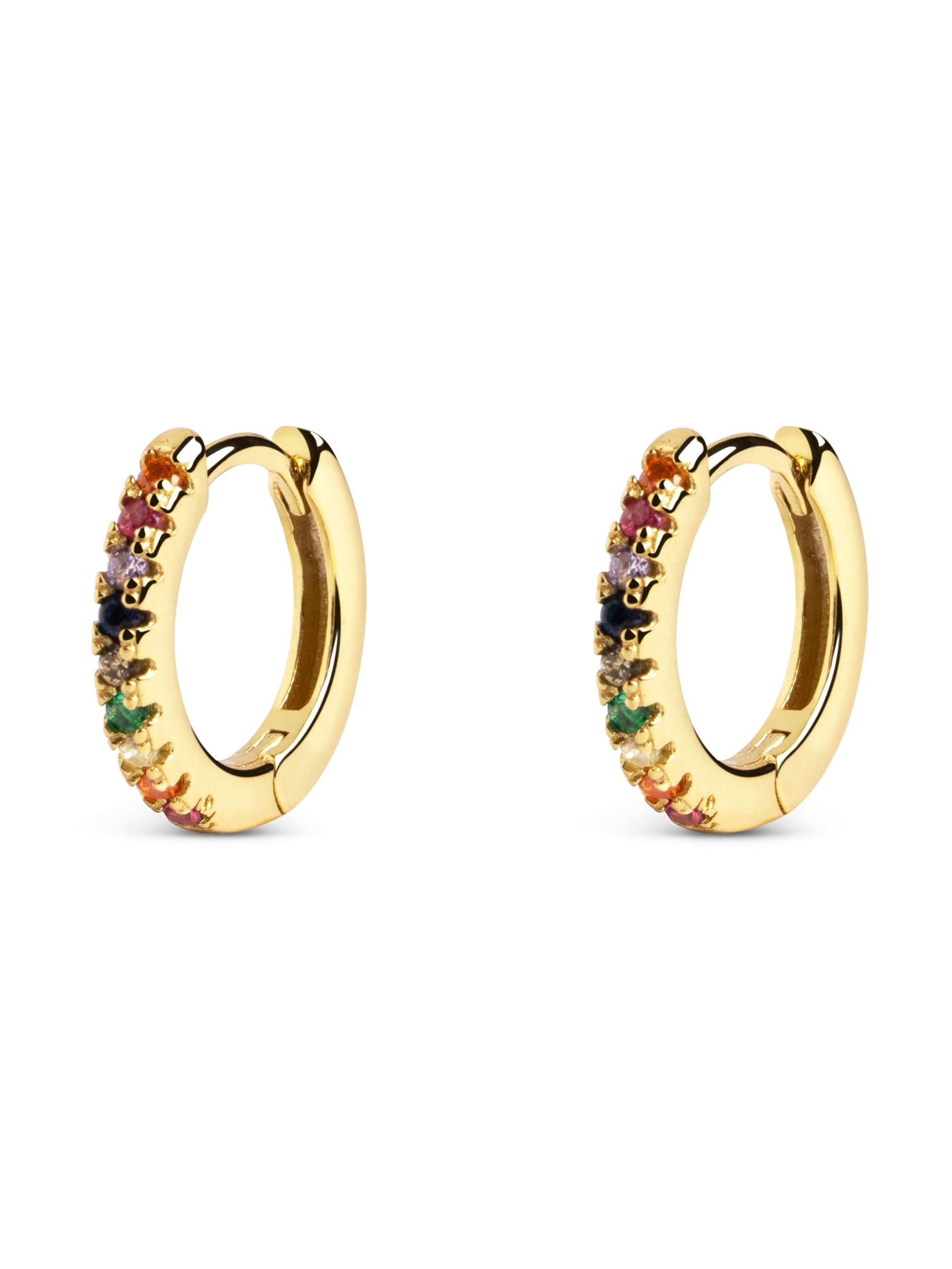 SINGULARUPendientes Aro Colors - Pendientes en Plata de Ley 925 con Acabado Baño de Oro de 18 Kt. o Rodio - Pendientes de Aro con Cierre Congo - Joyas para Mujer