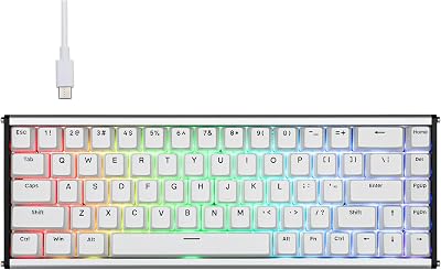 MechLands ALUX68 HE Tastiera Rapid Fast Gaming in alluminio, con interruttore magnetico, tastiera a effetto hall cablato con frequenza di polling 8K, latenza 0,125 ms, RGB (bianco, ALUX68 Plus)
