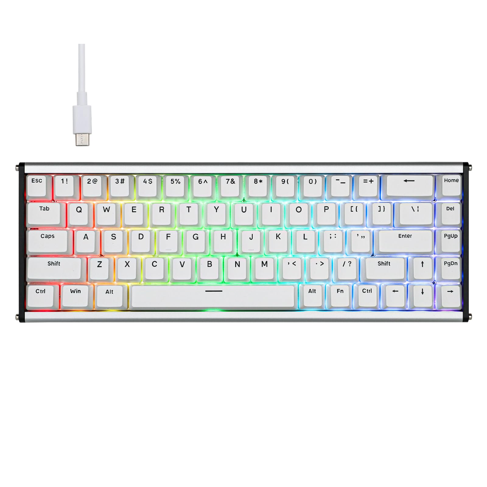 MechLands ALUX68 HE Tastiera Rapid Fast Gaming in alluminio, con interruttore magnetico, tastiera a effetto hall cablato con frequenza di polling 8K, latenza 0,125 ms, RGB (bianco, ALUX68 Plus)