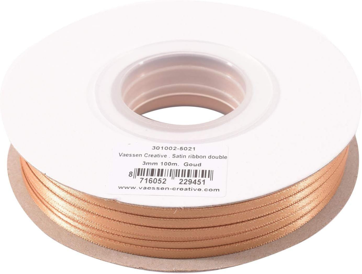 Vaessen Creative Satin Ribbon, Light Brown, 3mm x 100m, Elegant Shine for Card Making Scrapbooks - Image 3
