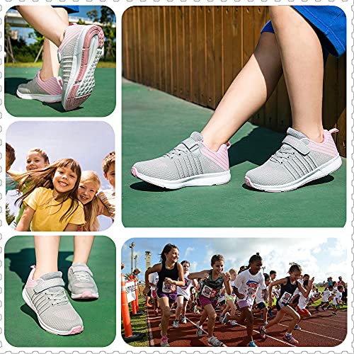 Hallenturnschuhe 32 Mädchen Sportschuhe Kinder Schuhe Mädchen Turnschuhe Hallenschuhe Laufschuhe Mesh Fitness Sport Girl Indoor Outdoor Shoes Grau Rosa