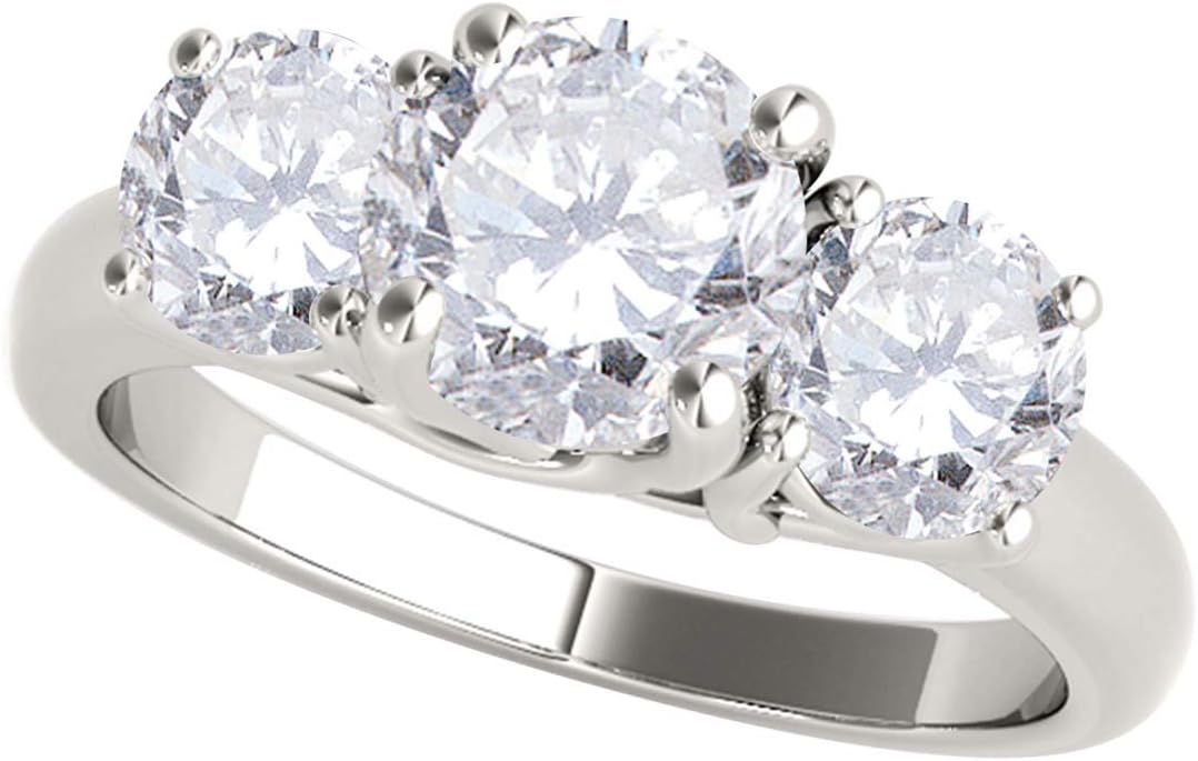 MauliJewels 1/2 Carat Three Stone Diamond Engagement Ring Crafted4 Prong-Setting14k Solid Rose & White Gold