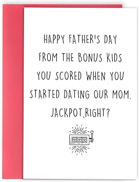 Asmallgf Funny Fathers Day Card for Step Dad, Bonus Dad Fathers Day Gift, Fathers Day from Step Daughter Son