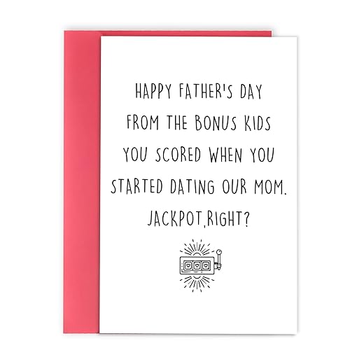 Funny Fathers Day Card for Step Dad, Bonus Dad Fathers Day Gift, Fathers Day from Step Daughter Son