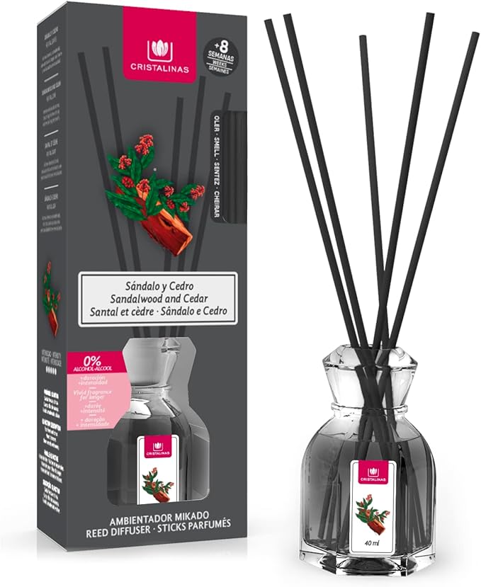 Cristalinas Air Freshener Reed Diffuser, 8 weeks/40ml Long Lasting Home