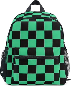 Black Green Buffalo Check Plaid Toddler backpack for boys 3-8, 12 inch lightweight Mini backpack