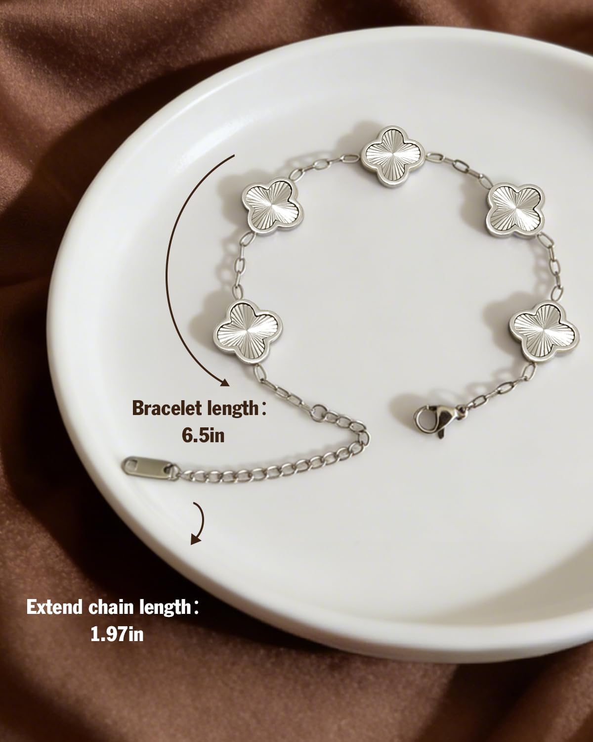 18K Gold Plated Bracelets for Women Non Tarnish, Golden/Red/White/Black Four Leaf Clover Bracelet Charm Bracelets for Women Trendy Valentines Day Gifts for Her - Image 5