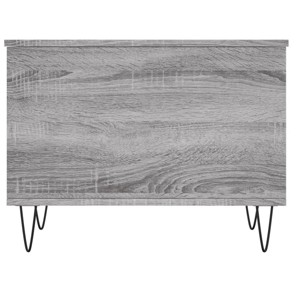 Générique Sonoma Inżynieria Drewniany Stolik kawowy Szary 60x44,5x45 cm | Podnoszona góra, ukryte przechowywanie, metalowe nóżki, uniwersalne do salonu