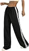 WDIRARA Womens Side Striped Drawstring Waist Sweatpants Athletic Workout Track Pants Streetwear