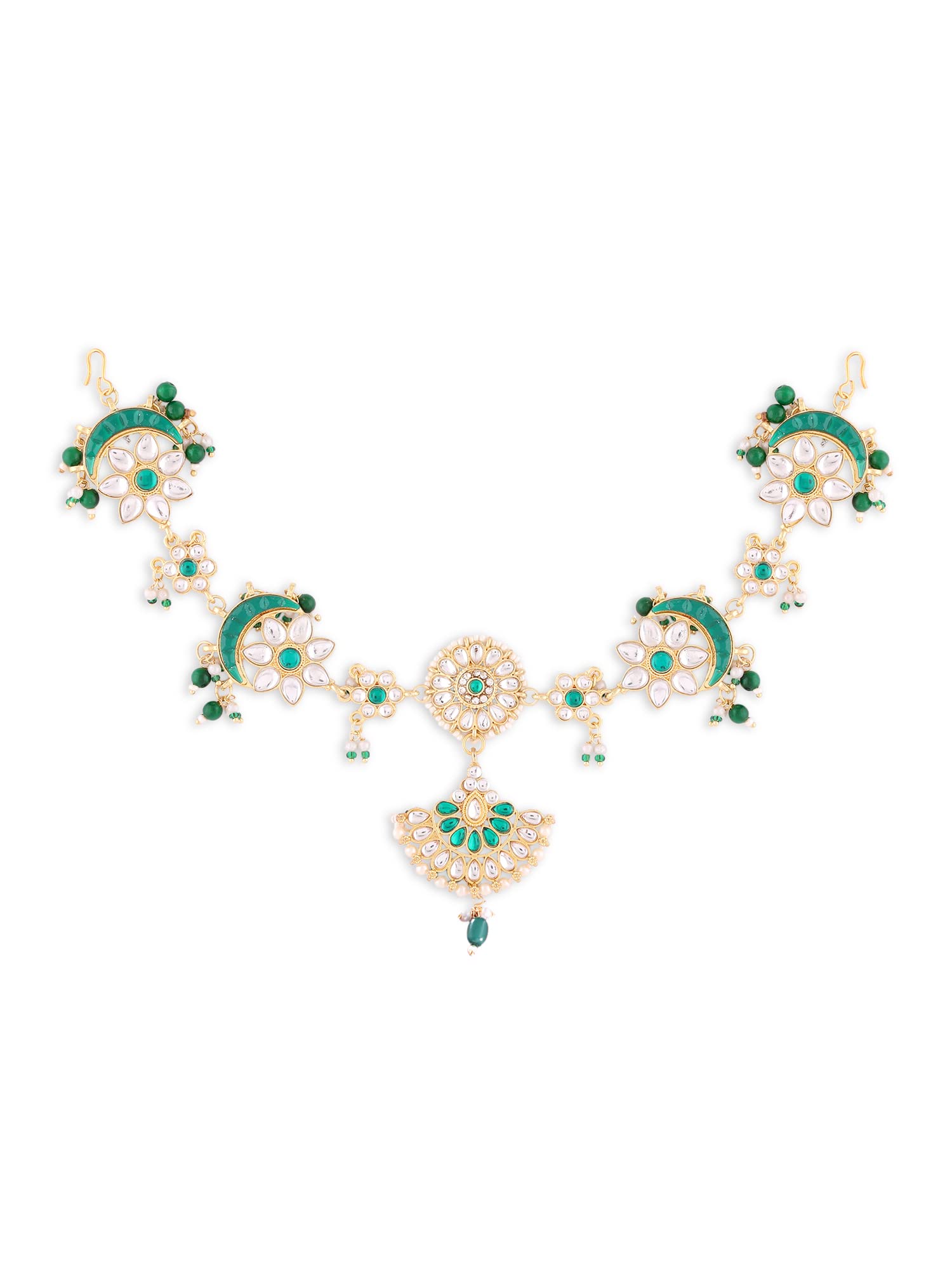 See full amazon price history chart for Zaveri Pearls Green Floral & Crescent Design Bridal Kundan Head Chain For Women-ZPFK14487 Zaveri Pearls Green Floral & Crescent Design Bridal Kundan Head Chain For Women-ZPFK14487 (B0B6P2RFPL) Amazon Price History, Amazon Price Tracker
