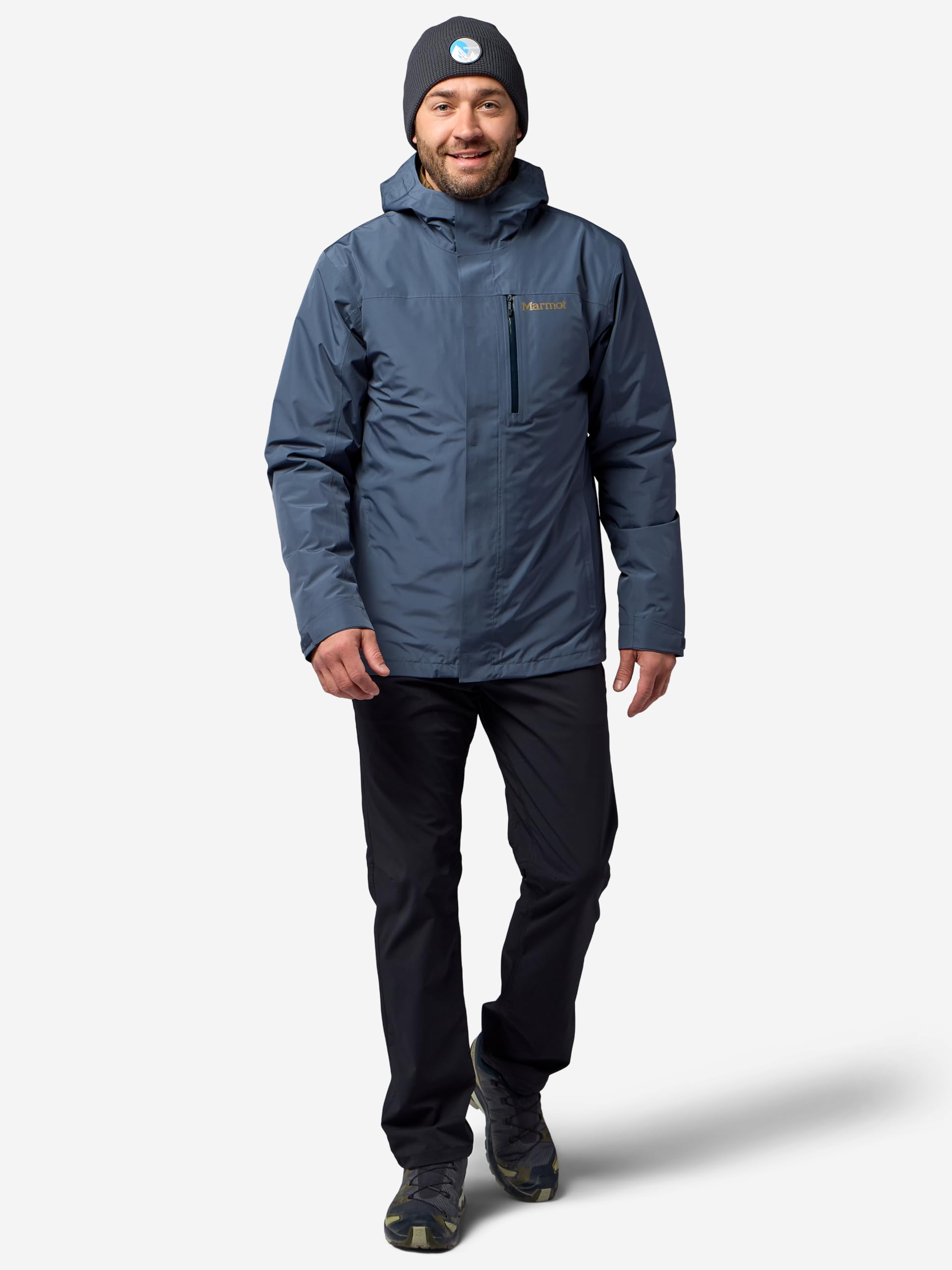 Marmot Giacca Ramble Component da uomo, giacca impermeabile, leggera con cappuccio 3 in 1, giacca antipioggia antivento, giacca a vento traspirante, Thunderhead, M