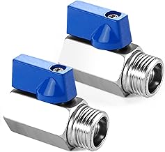 Pack of 2 1/4 Inch Mini Ball Valves, 1/4 Inch Male x 1/4 Inch Female Ball Valves, G1/4 Inch Brass Mini Ball Valve, Shut-off Switch with Blue Handle, Balloon Valve Switch DN8, for Water, Oil, Gas