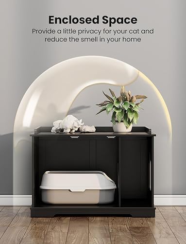 Miniatura 4 de Muebles de caja de arena para gatos, caja de arena oculta para gatos de interior, amplios muebles de baño para gatos con divisor extraíble, fácil