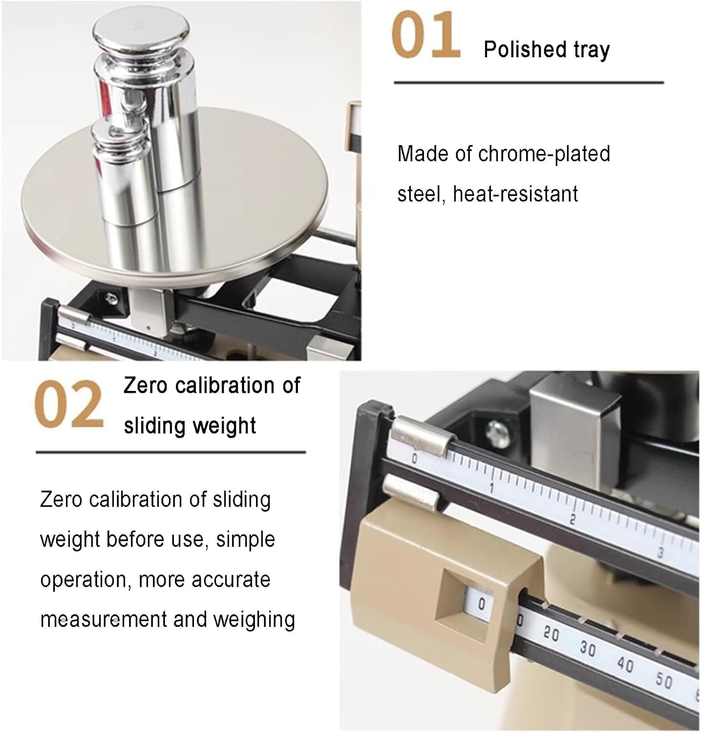 Lab Analytical Double Pan Mechanical Balance with Zero Adjustment Knob and Weight Kit, Accurate Weighing 0.1g-2000g for Educational Laboratory Use