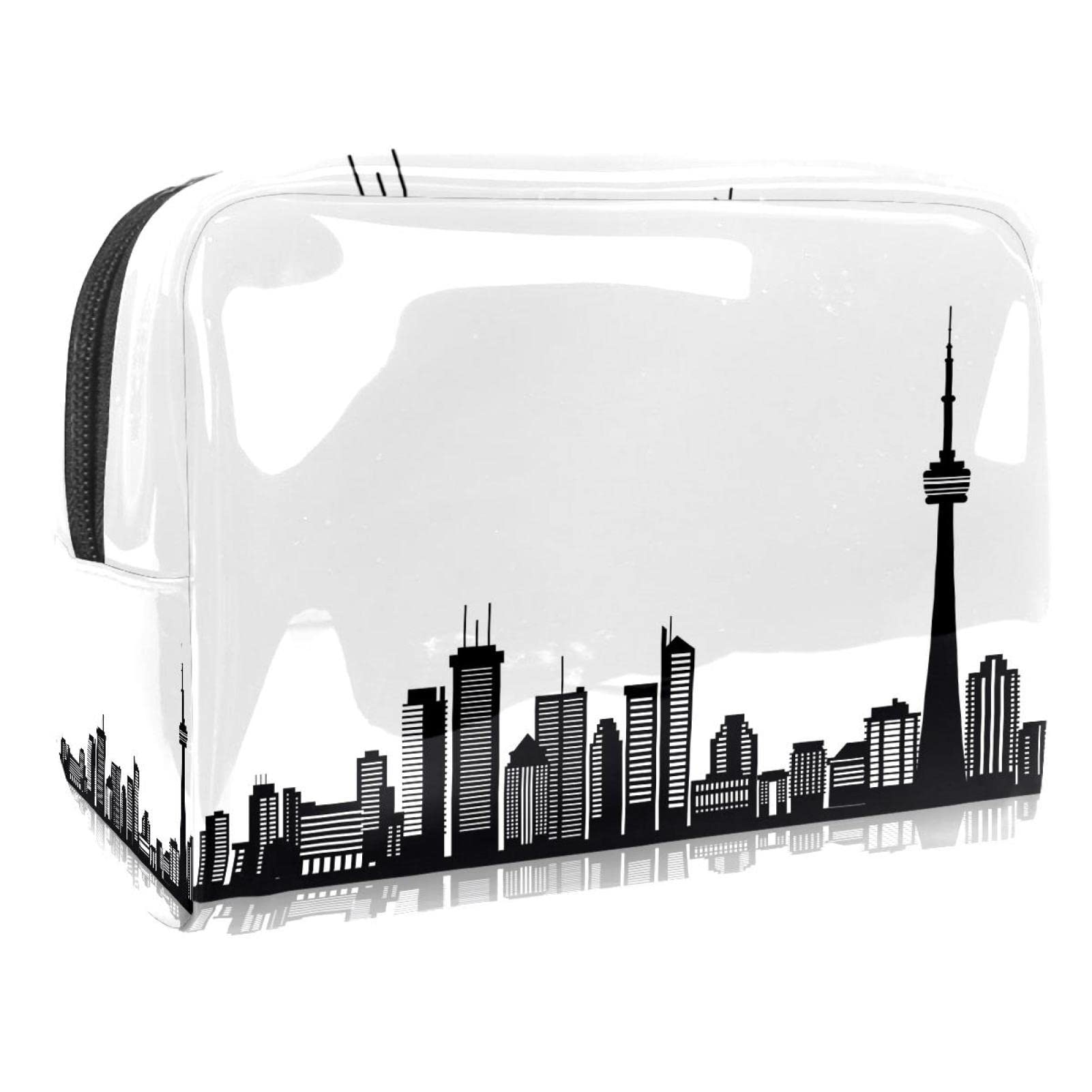 Cosmetic Bag for Women Canadian Toronto Black White Travel Toiletries Bags Large PVC Makeup Handy Pouch Organiser with Zipper