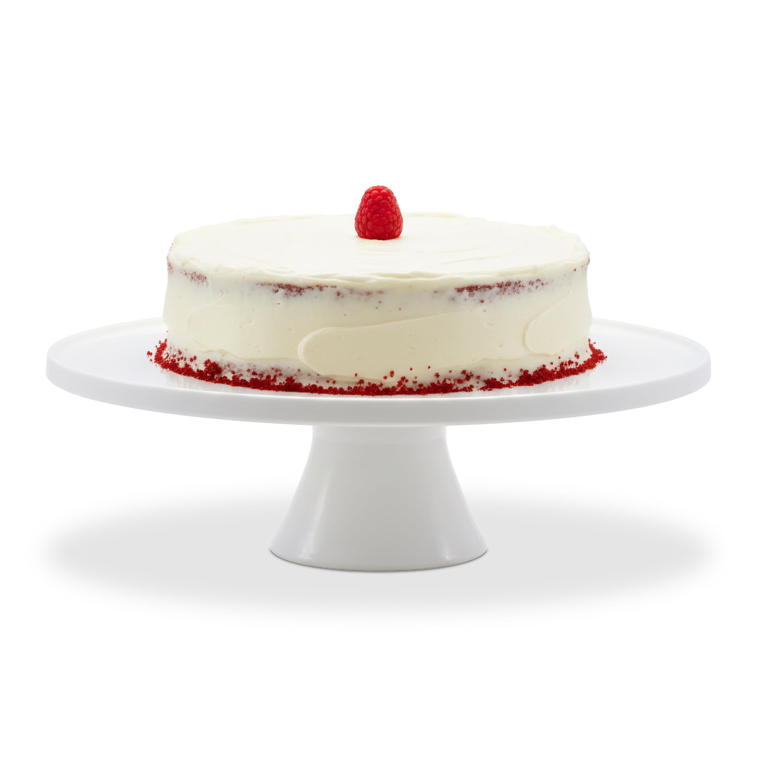 Relaxdays Tarta con pie de cerámica, bandeja redonda para servir, 10 x 32 cm, blanca