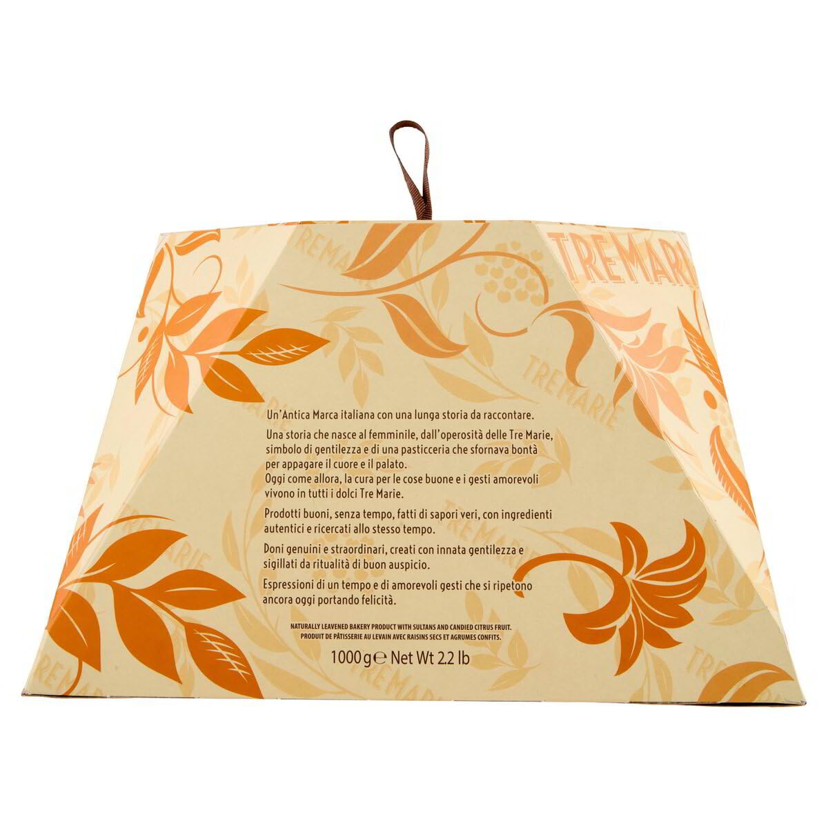 Tre Marie Il Panettone Milanese 1 kg klassischer italienischer Weihnachtskuchen mit Rosinen & kandierten Zitrusschalen