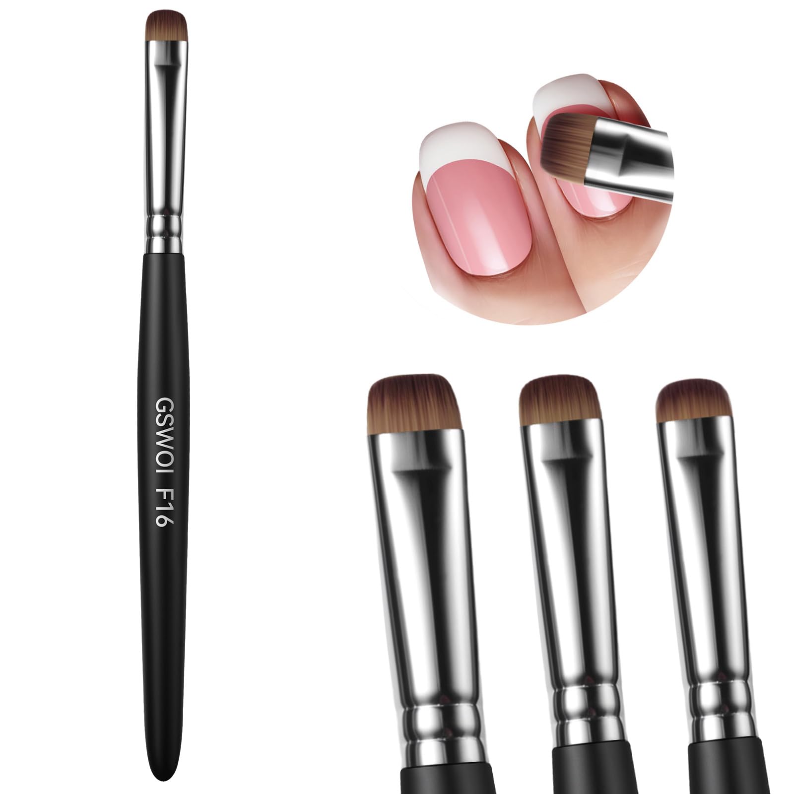 Acrylic Nail Brush for French Tips & Gel Polish Clean Up | Professional Dual-Use Brush with Wooden Handle for Acrylic/Polygel/Builder Gel | Nail Art