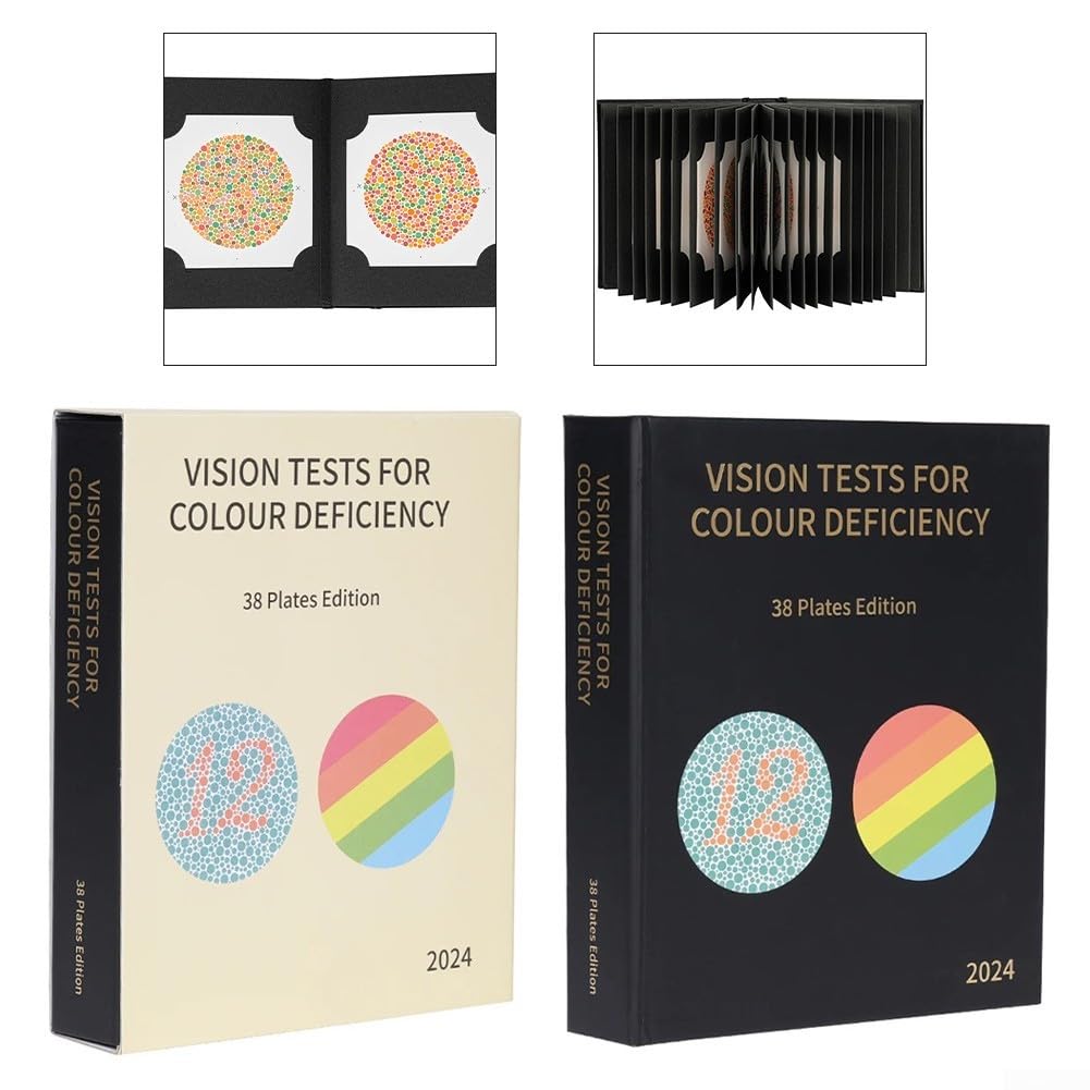 Ishihara Book 2024 – Livre de test d'optométrie de 38 pièces, livre de test de différence de couleur, test de déficience de couleur d'optométrie