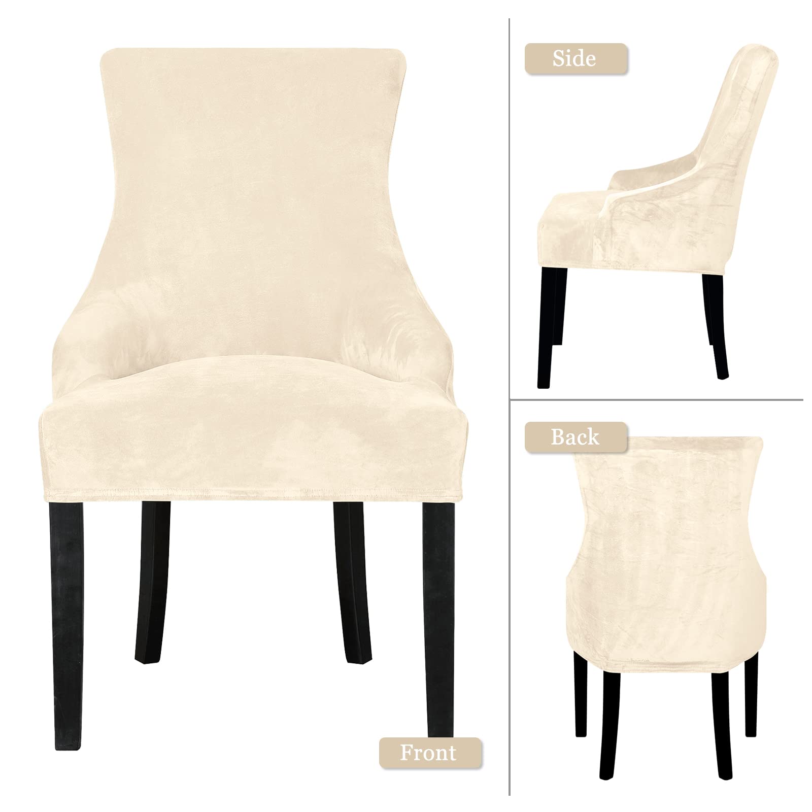 NIBESSER 6PCS Housse de Chaise XL de Salle à Manger Grande Taille Beige, Couverture pour Grande Chaise Universelle et Extensible pour Protéger Couvre Les Meubles de Mariage Hôtel Restaurant Salon