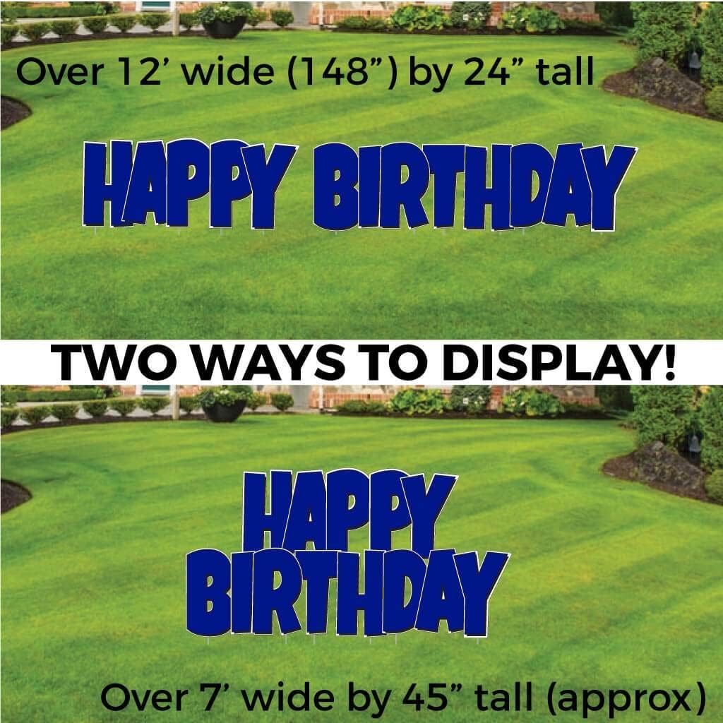 VictoryStore Happy Birthday Yard Sign Quick Set, 24 Inch Luckiest Guy, 5 Piece Jumbo Yard Decorations, Includes Stakes (Reflex Blue 19861)