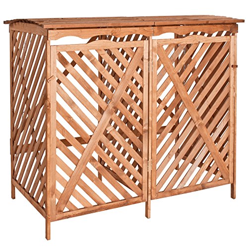 TecTake 400874 - Abri Poubelles Conteneurs Double en Bois, pour Deux Bennes Capacité 240 L