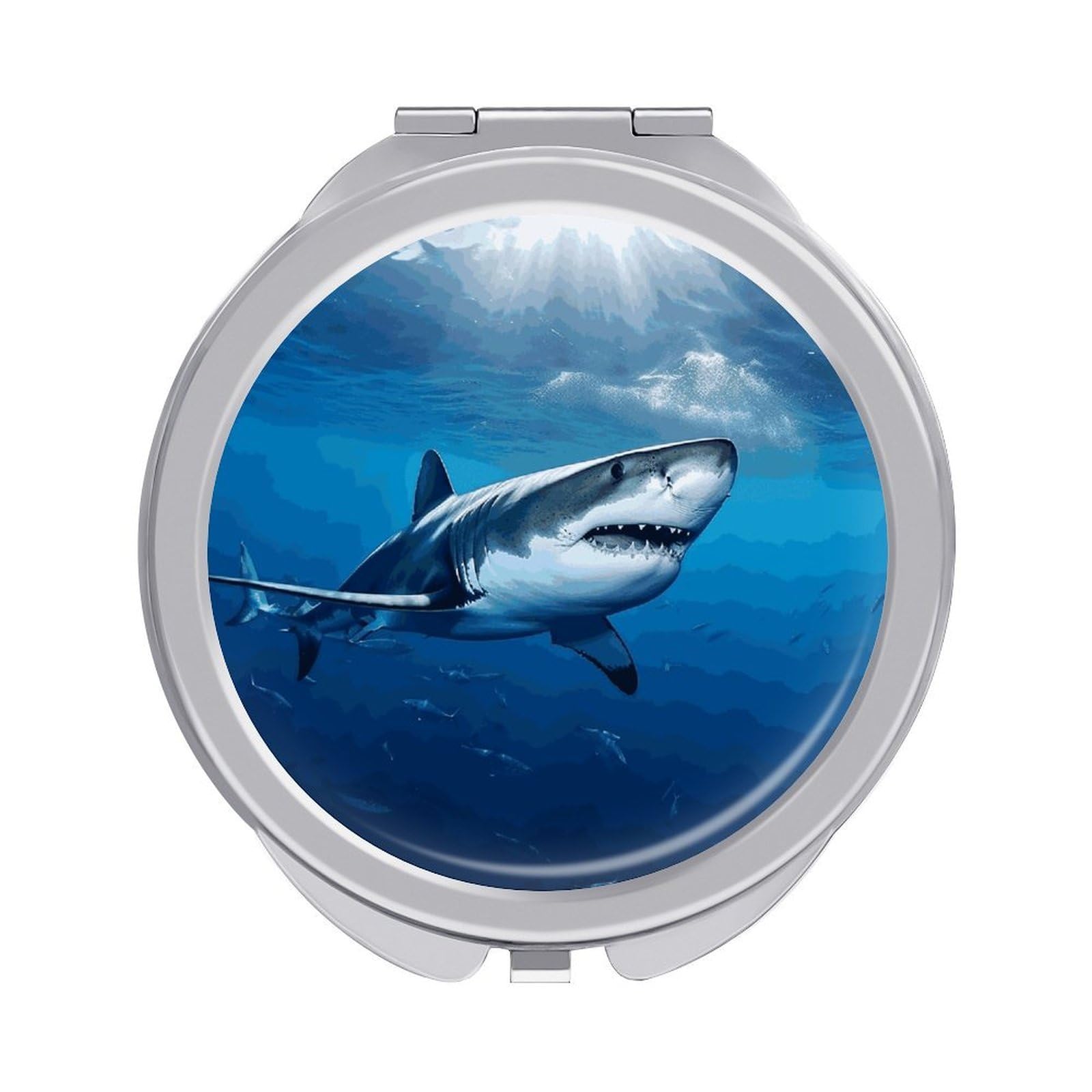FekiLoot Ocean Sea Animal Shark Travel Makeup Mirror 2 X /1 X Magnifying Slim Pocket Mirrors Compact for Purse Travel Makeup Mirrors for Pocket, Handbag, Purse Women Gift
