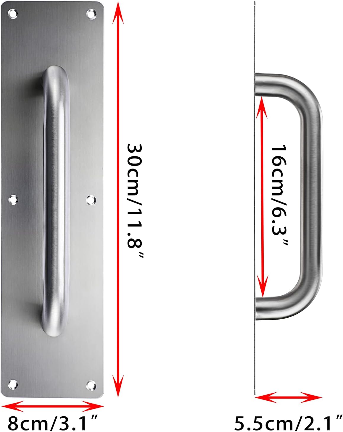 Sumnacon 4PCS Stainess Steel Door Push Plates,Sturdy Door Handle Plates with Screws, Solid Door Pulls for Home Office Public Commercial Places,Silver