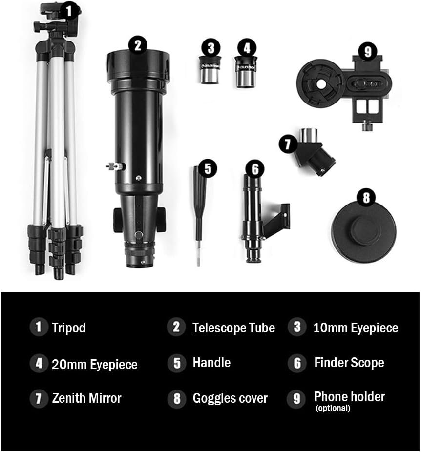 YXCKG Telescope with Aluminum Alloy Tripod, 70mm Aperture 400mm AZ Mount Astronomy Telescope, Portable Travel Telescope-Ideal Telescope for Beginners, with Backpack (Size : Set B)