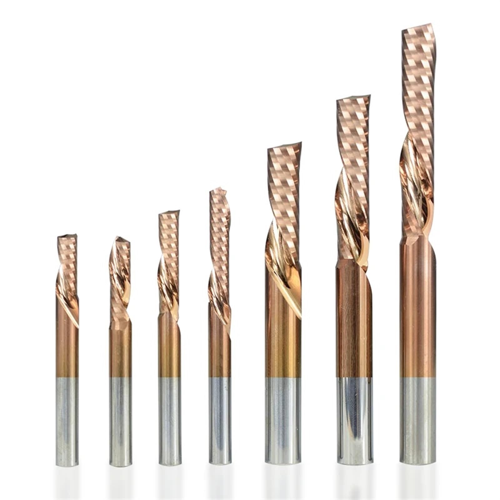 1 szt. Wiertła aluminiowe pojedynczy flet z wycięciem w dół i powłoką tytanową, trzpień 4, 5, 6 8 mm, frez końcowy węglik, O (4x4x8x40mm)